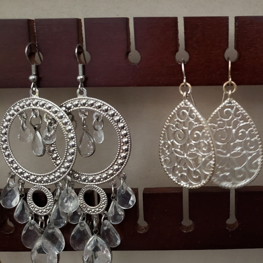 2 pair of silver earrings